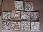 Carrelages anciens en céramique sur terre cuite (10 pièces), Ophalen