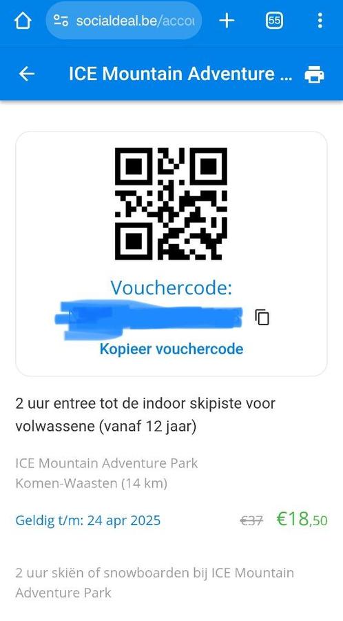 2x twee uur toegang tot skipiste ICE Mountain Adventure Park, Sport en Fitness, Skiën en Langlaufen, Ophalen of Verzenden