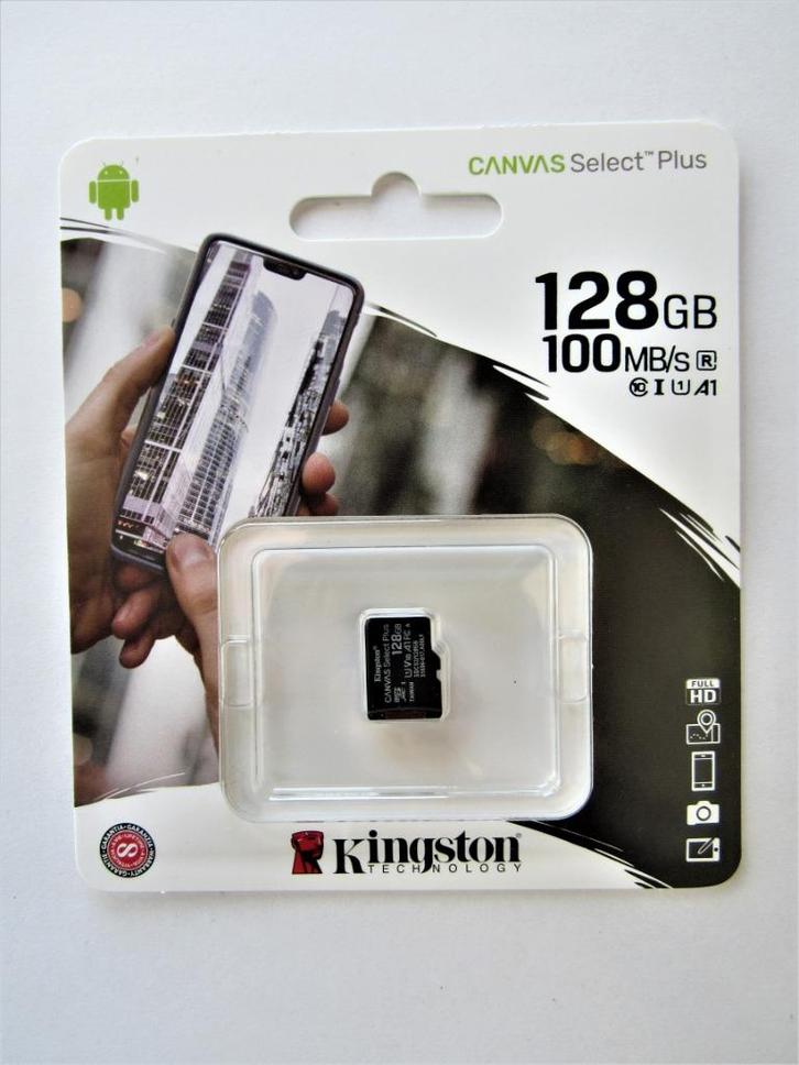 Kingston micro SD kaart 128GB nieuw, Audio, Tv en Foto, Foto | Geheugenkaarten, Nieuw, MicroSDXC, 128 GB, Smartphone, Ophalen of Verzenden