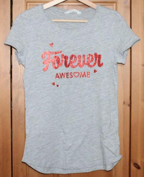 Grijs girlieshirt "Forever Awesome" (maat 170), Kinderen en Baby's, Kinderkleding | Maat 170, Zo goed als nieuw, Meisje, Shirt of Longsleeve