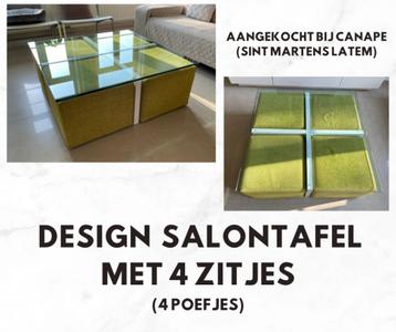 Designer salontafel + 4 zitjes (poefjes)