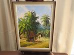 Vintage schilderij Haiti dorp door Maiala 1964, Ophalen of Verzenden