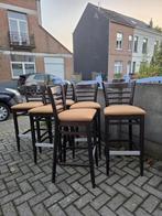 Set van 6 bar-horeca-vintage krukken, Huis en Inrichting, Barkrukken, Ophalen, Met voetsteun, 60 tot 90 cm, Hout