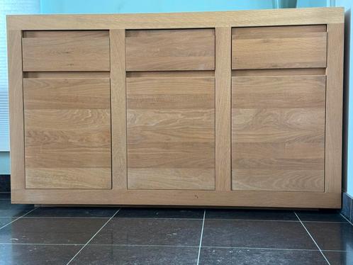 Ethnicraft : Dressoir en chêne – modèle Flat 3 portes, Huis en Inrichting, Kasten | Dressoirs, Zo goed als nieuw, Eikenhout, Ophalen