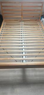Houten bed (merk Tarva, 2-persoons), Huis en Inrichting, Slaapkamer | Bedden, Ophalen, Bruin, Tweepersoons, 140 cm