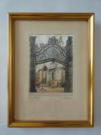 Aquarel op zijde Wien Burgtor, Antiek en Kunst, Ophalen