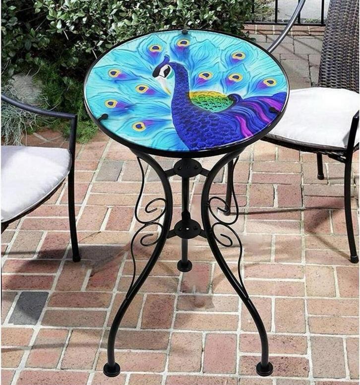 IJzer-Glas Pauw Ronde Zij-tafeltje Mozaïek bijzettafel Nieuw, Huis en Inrichting, Tafels | Bijzettafels, Nieuw, Rond, 45 tot 60 cm