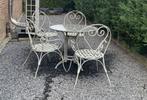 Set gepoederlakte smeedijzeren stoelen, tafel marmeren blad, Tuin en Terras, Overige materialen, Gebruikt, Ophalen