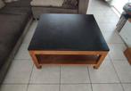 Table basse avec plateau en pierre bleue., Comme neuf, 100 à 150 cm, 100 à 150 cm, Teck