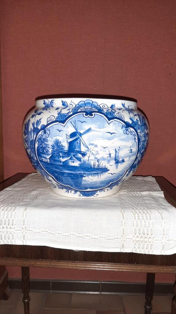Très beau grand cache pot en faïence de Delft, Antiquités & Art, Antiquités | Vases, Enlèvement