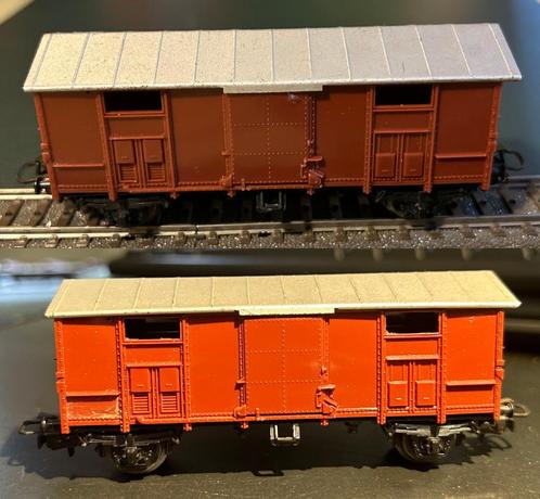 2841. 2 overdekte auto's met FS H0 Primex (Märklin)., Hobby en Vrije tijd, Modeltreinen | H0, Gebruikt, Wagon, Märklin, Ophalen of Verzenden