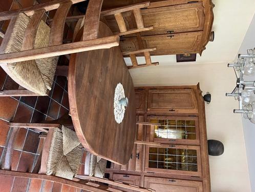 Massief eiken eetkamer, Huis en Inrichting, Complete eetkamers, Gebruikt, 4 tot 6 stoelen, Ophalen