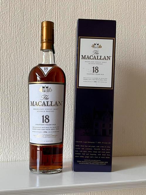 Whisky Macallan 18 Years 1996 Sherry Oak, Collections, Vins, Neuf, Enlèvement ou Envoi