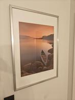 Ingelijste foto van kano op kalm water bij zonsondergang, Antiek en Kunst, Ophalen