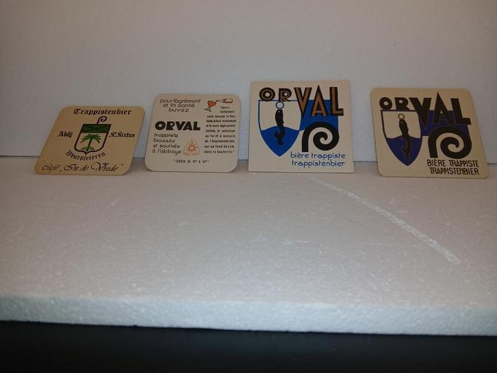 Quatre sous-bocks TRAPPISTES différents (ORVAL WESTVLETEREN, Collections, Marques de bière, Utilisé, Sous-bock, Autres marques