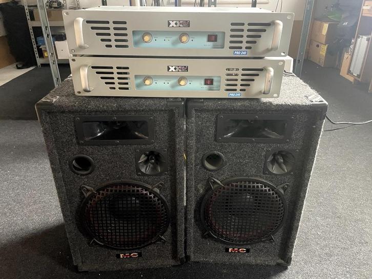 versterker met luidsprekers, Audio, Tv en Foto, Luidsprekerboxen, Gebruikt, Overige typen, 120 watt of meer, Overige merken, Ophalen