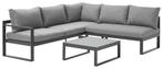 loungehoek in zwart aluminium NIEUW IN DOOS, Tuin en Terras, Tuinsets en Loungesets, Nieuw, 6 zitplaatsen, Loungeset, Bank