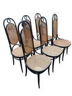 Thonet High Bentwood Webbing Chairs / set van 6, Huis en Inrichting, Ophalen, Riet of Rotan, Gebruikt, Bruin