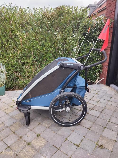 Thule fietskar Chariot Cross 2 double slate b, Fietsen en Brommers, Fietsaccessoires | Aanhangwagens en Karren, Zo goed als nieuw