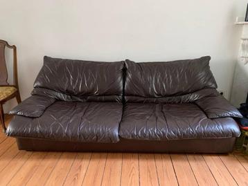 leather sofa, Huis en Inrichting, Zetels | Zetels, Ophalen, Gebruikt, Driepersoons, Leer