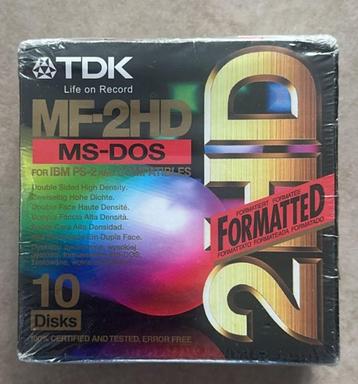 TDK MF-2HD 3.5" floppy disks 1.44 MB MS-DOS – vintage 10 st beschikbaar voor biedingen