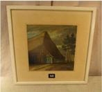 Mooi Oud Geschilderd Aquarel 'Schuur en Bomen'- M Vaes, Antiek en Kunst, Ophalen of Verzenden