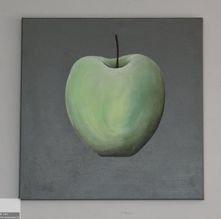 Botanisch schilderij appel, gesigneerd (model 2), Antiek en Kunst, Kunst | Schilderijen | Modern, Ophalen of Verzenden