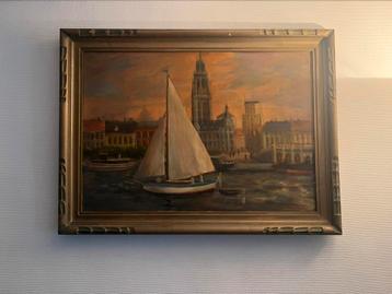 Schilderij Antwerpen- Jakob Michiels 1951 ca. 115 op 90 cm beschikbaar voor biedingen