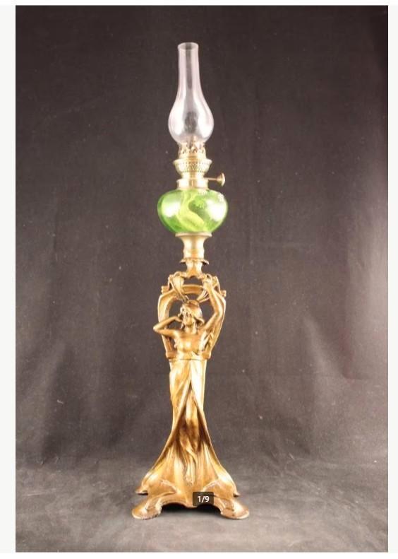 Grote Art Nouveau olielamp, Antiek en Kunst, Antiek | Verlichting, Ophalen