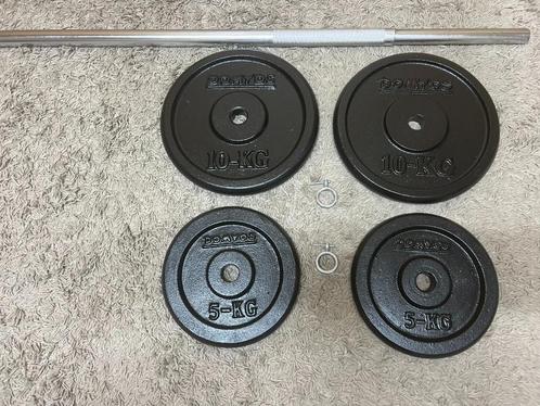 halterstang + 30kg aan gewichten, Sport en Fitness, Fitnessmaterialen, Ophalen