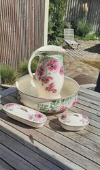 Waterkan met kom + 2 dekschalen (bloemenmotief), Ophalen of Verzenden
