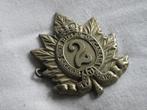 Insigne de casquette militaire canadienne 2nd Batt Queen's O, Collections, Emblème ou Badge, Armée de terre, Enlèvement ou Envoi