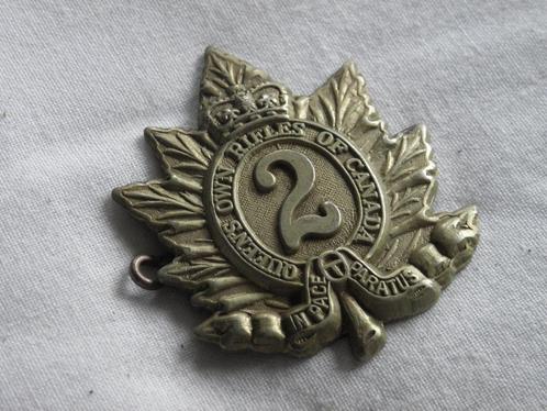 Canadian Military Cap Badge 2nd Batt Queens Own Rifles Of Ca, Verzamelen, Militaria | Tweede Wereldoorlog, Landmacht, Embleem of Badge