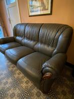 Zetels 3 zit en 2x 1 zit grijs leder, Huis en Inrichting, Ophalen, Gebruikt
