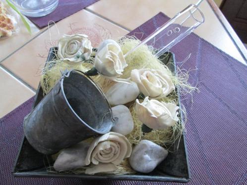 Vasque carrée décorative en fer galvanisé      ., Huis en Inrichting, Woonaccessoires | Droogbloemen, Zo goed als nieuw, Ophalen of Verzenden