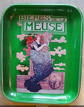 BIERE DE LA MEUSE DIENBLAD -METAAL-, Verzamelen, Biermerken, Ophalen of Verzenden