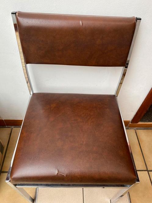 Te koop 4 keuken stoelen met Chrome onderstel bruin, Huis en Inrichting, Stoelen, Bruin, Ophalen of Verzenden
