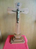 kruisbeeld staand kruis uit de jaren '60 vintage hout koper, Antiek en Kunst, Antiek | Religieuze voorwerpen, Ophalen of Verzenden