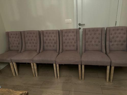 Landelijke eettafelstoelen, Huis en Inrichting, Stoelen, Zo goed als nieuw, Vijf, Zes of meer stoelen, Hout, Stof, Overige kleuren