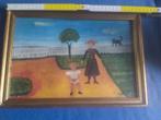 Schilderij op papier door Laplau. Grote naïeve schilder. 193, Antiek en Kunst, Ophalen of Verzenden
