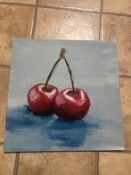 Kers schilderij op 25 X 25 cm canvas, Verzenden