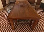 Zeer grote oud teakhouten eettafel incl banken, Ophalen, Gebruikt, 100 tot 150 cm, Teakhout
