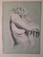 Ongewone tekening "Vrouw met kattenhoofd" Laadnig 1975, Antiek en Kunst, Ophalen of Verzenden