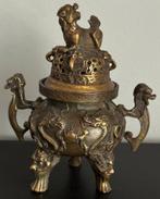 Rare Brûleur d'Encens en Bronze Doré Signé, Enlèvement ou Envoi