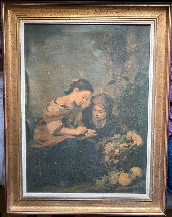 Schilderij : de kleine fruitverkoper, Antiek en Kunst, Kunst | Schilderijen | Klassiek, Ophalen
