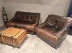 Vintage leren zetels (set van 2), Huis en Inrichting, Zetels | Zetels, Ophalen, Gebruikt, Vintage, Driepersoons