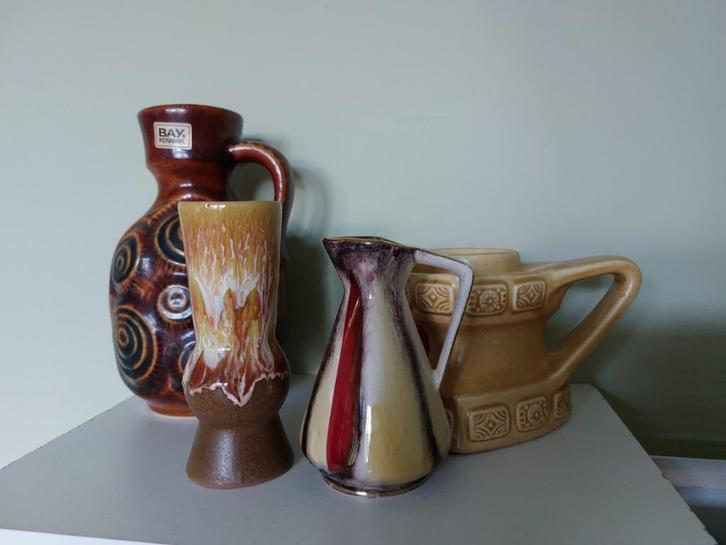 vase vintage + bougeoir design Bay + 2 miniatures W-Germany, Antiquités & Art, Curiosités & Brocante, Enlèvement ou Envoi