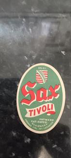 Oud bieretiket Sax br Tivoli Antwerpen., Verzamelen, Biermerken, Ophalen of Verzenden, Zo goed als nieuw