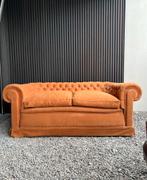 Prachtige stoffen chesterfieldzetel cognac, Ophalen of Verzenden