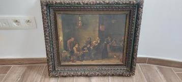 Antiek schilderij olieverf beschikbaar voor biedingen